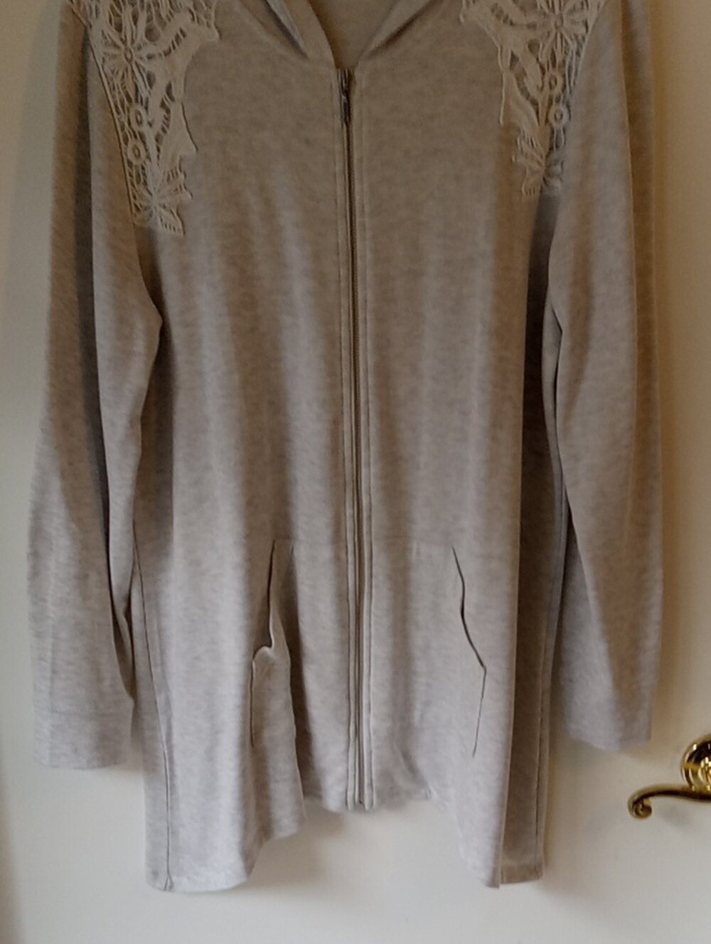 Chico's Lace-Shoulder Zip Hoodie Jacket - Picture 3 of 6